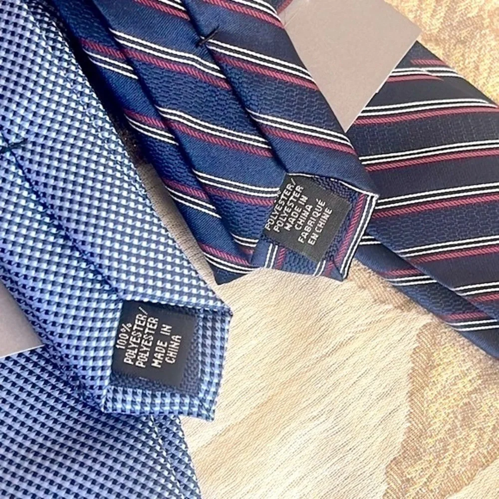 Brand New Michael Kors Set of 2 Ties Satin Sheen Stripes Blue Office Business
